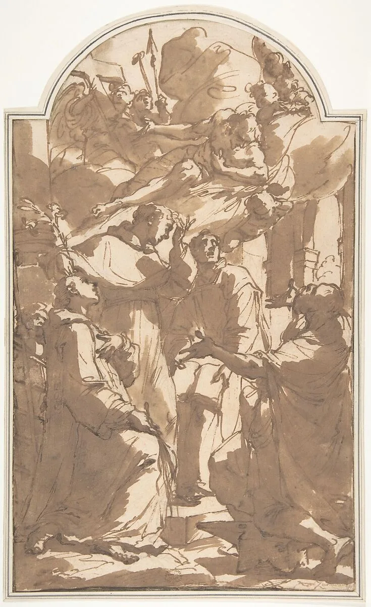 Christ in Glory with Saint Lawrence, Saint Anthony of Padua, Saint Ignatius of Loyola, and Saint Eligius. — Ubaldo Gandolfi