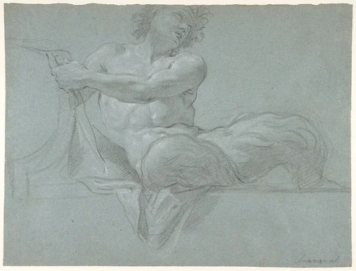 Satyr Reclining on a Ledge, Facing Right (recto); Satyr Reclining on a Ledge, Facing Left (verso)
