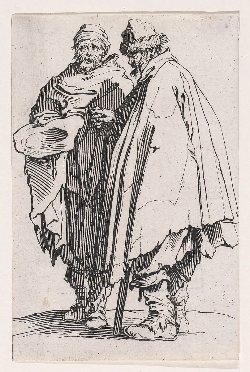 L'Aveugle et son Compagnon (The Blind Man and his Companion), from Les Gueux suite appelée aussi Les Mendiants, Les Baroni, ou Les Barons (The Beggars, also called the Barons) — Jacques Callot