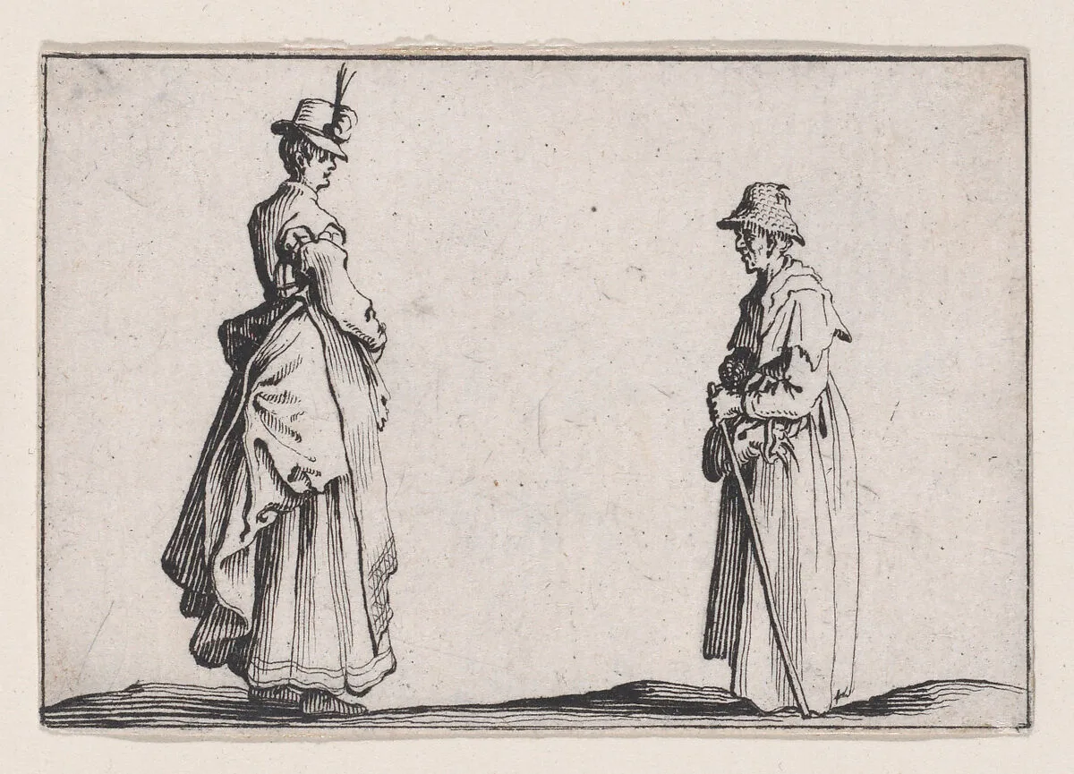 Deux Femmes De Profil (Two Women in Profile), from Les Caprices Series A, The Florence Set — Jacques Callot|Lorenzo de' Medici