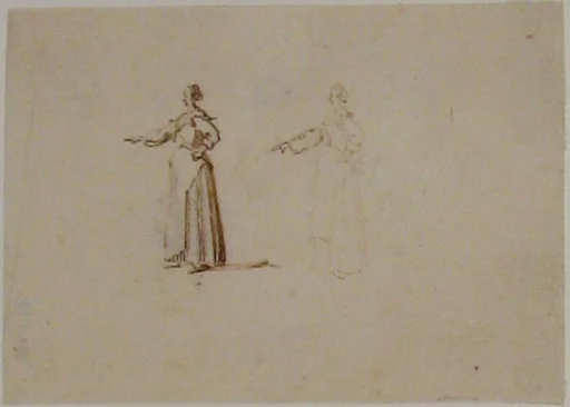 A woman with hand outstretched