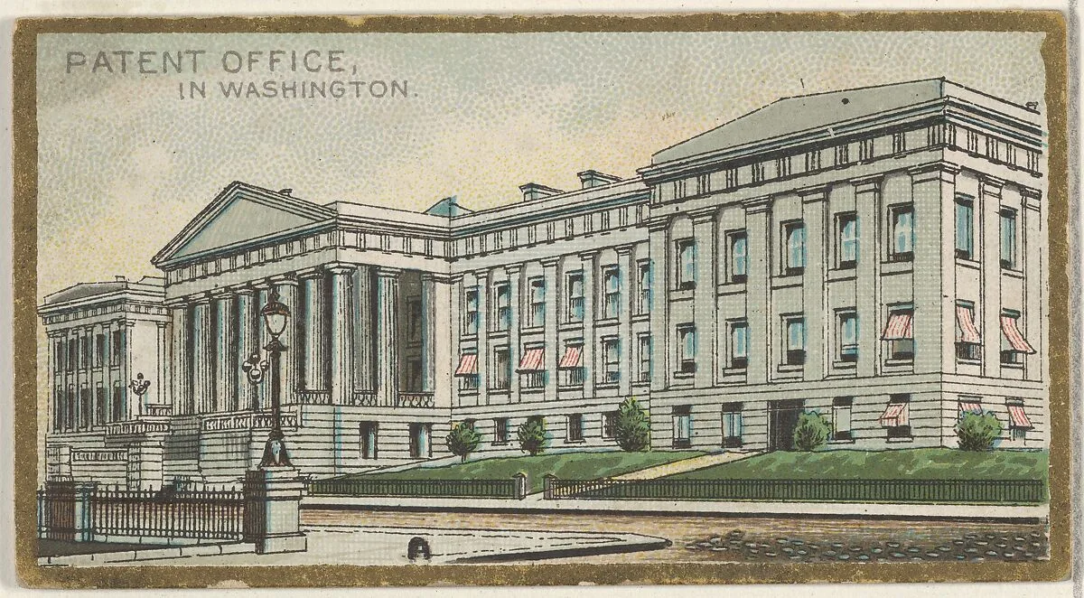 Patent Office in Washington, from the General Government and State Capitol Buildings series (N14) for Allen & Ginter Cigarettes Brands — Allen & Ginter|The Gast Lithograph & Engraving Company