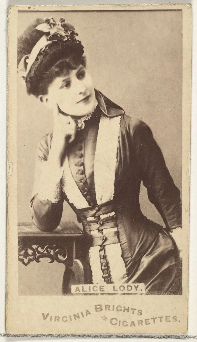 Alice Lody, from the Actors and Actresses series (N45, Type 1) for Virginia Brights Cigarettes — Allen & Ginter