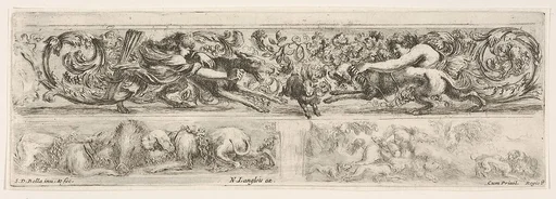 Designs for Three Friezes with Hunting Themes, Plate 9 from: 'Decorative friezes and foliage' (Ornamenti di fregi e fogliami)