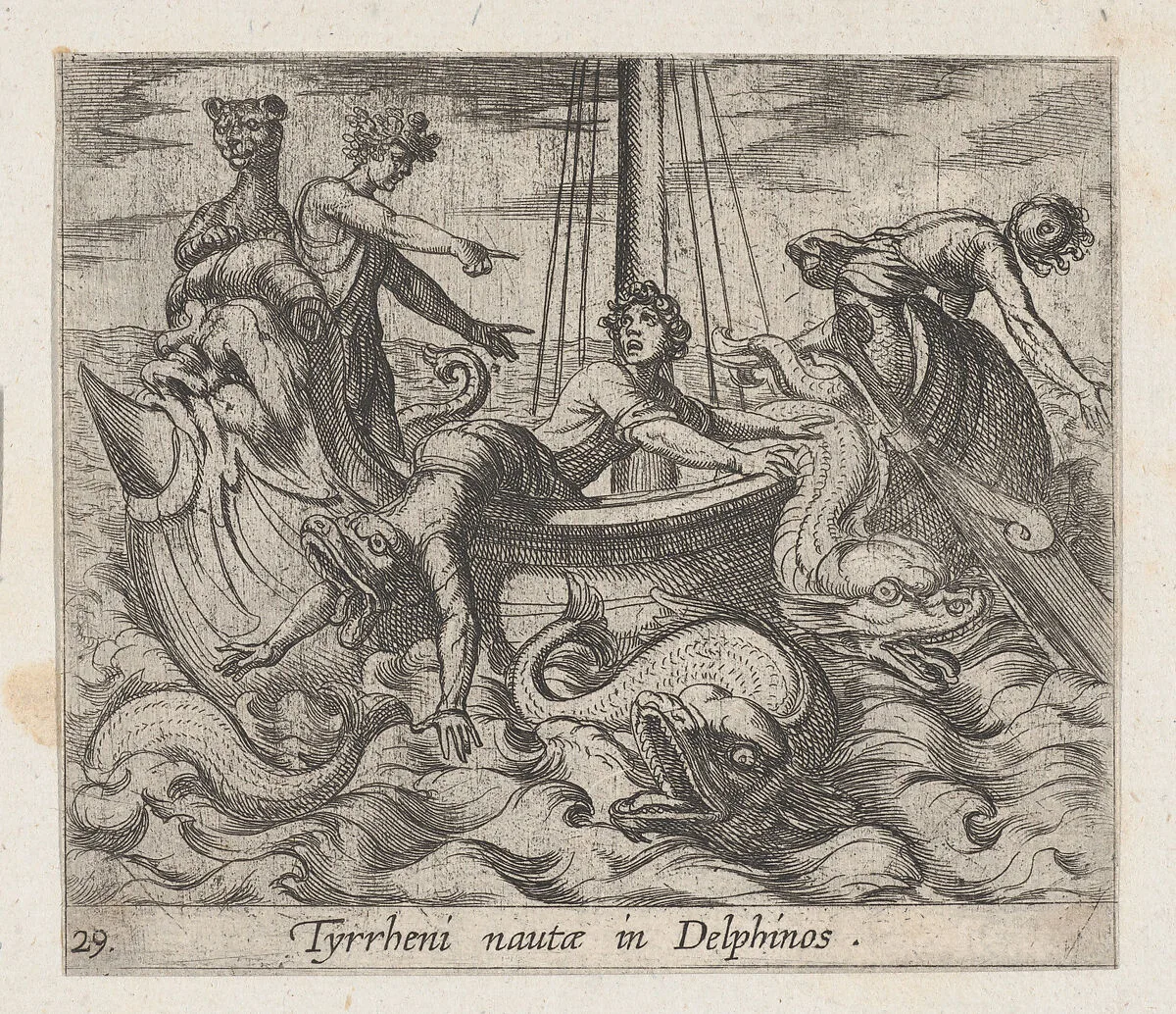 Plate 29: Bacchus Changing his Kidnappers into Monsters (Tyrrheni nautae in Dlephinos), from Ovid's 'Metamorphoses' — Antonio Tempesta