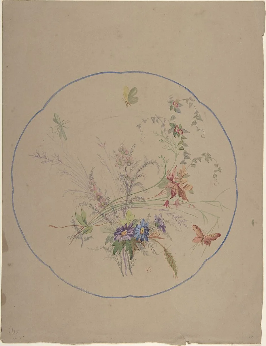 Design of Flower Sprays and Butterflies — Anonymous, Italian, 19th century