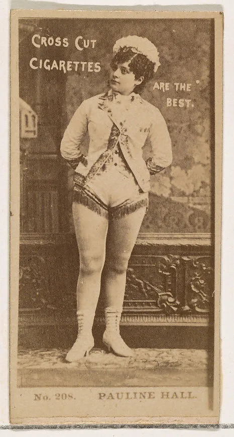 Card Number 208, Pauline Hall, from the Actors and Actresses series (N145-2) issued by Duke Sons & Co. to promote Cross Cut Cigarettes — W. Duke, Sons & Co.
