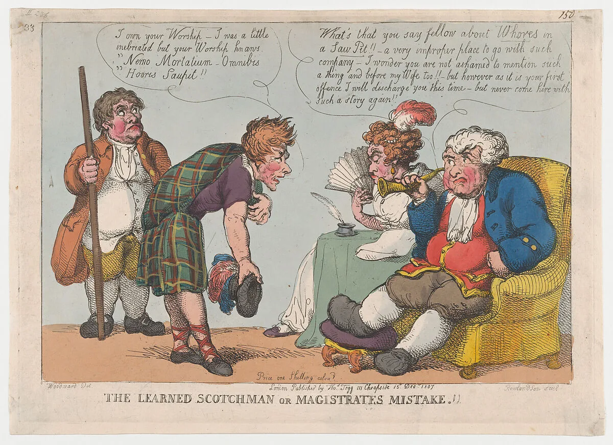 The Learned Scotchman, or Magistrates Mistake! — Thomas Tegg|George Murgatroyd Woodward|Thomas Rowlandson