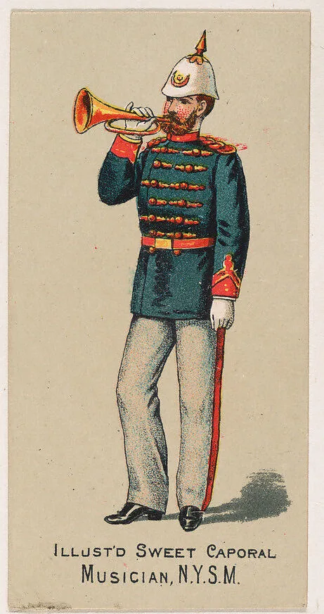 Musician, New York State Militia, from the Military Series (N224) issued by Kinney Tobacco Company to promote Sweet Caporal Cigarettes — Kinney Brothers Tobacco Company