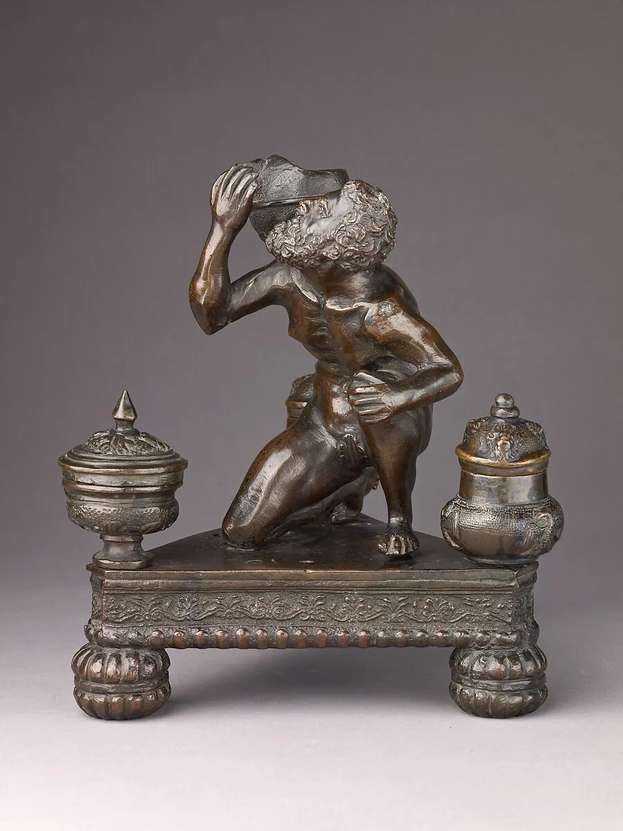 Inkwell in the Form of Atlas Holding a Globe — Severo Calzetta da Ravenna