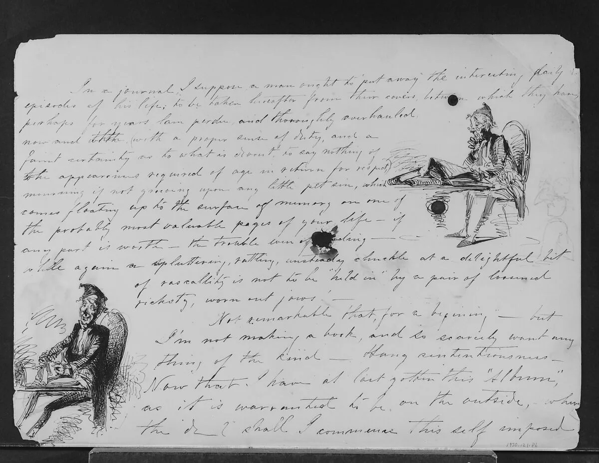Two Sketches of Old Man with Books (from Sketchbook) — James McNeill Whistler