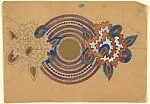Vertical Panel with Circular Design of Alternating Purple and Blue Stripes with a Gold Circle at Center — Anonymous, French, 20th century