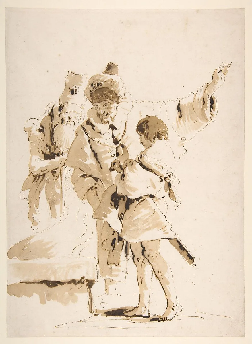 Scherzo di Fantasia: Two Standing Orientals and a Standing Youth with a Sword — Giovanni Battista Tiepolo