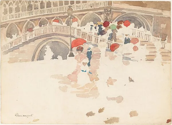 Umbrellas in the Rain, Venice — Maurice Brazil Prendergast