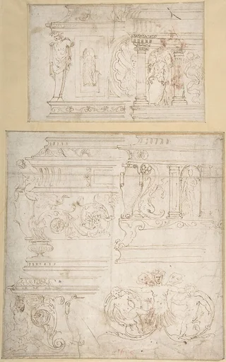 Sketches for the Design of a Casket (recto); Battle of the Centaurs and Lapiths(?) (verso)
