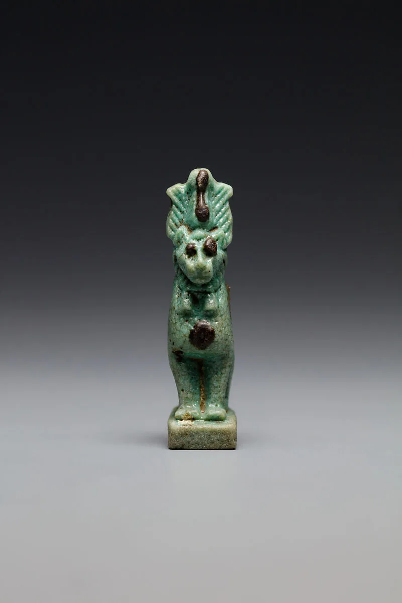 Lion(?) wearing an atef crown — Unknown