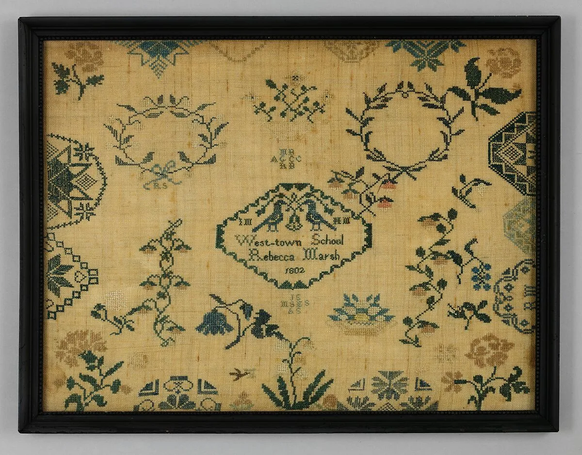 Sampler made at the Westtown Quaker School — Rebecca Marsh