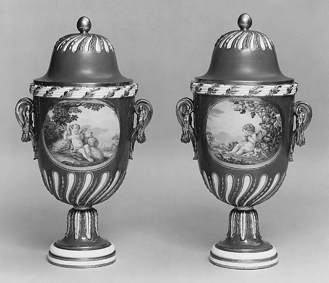 Vase with cover (vase feuille de laurier) (one of a pair) — Sèvres Manufactory|Charles Nicolas Dodin