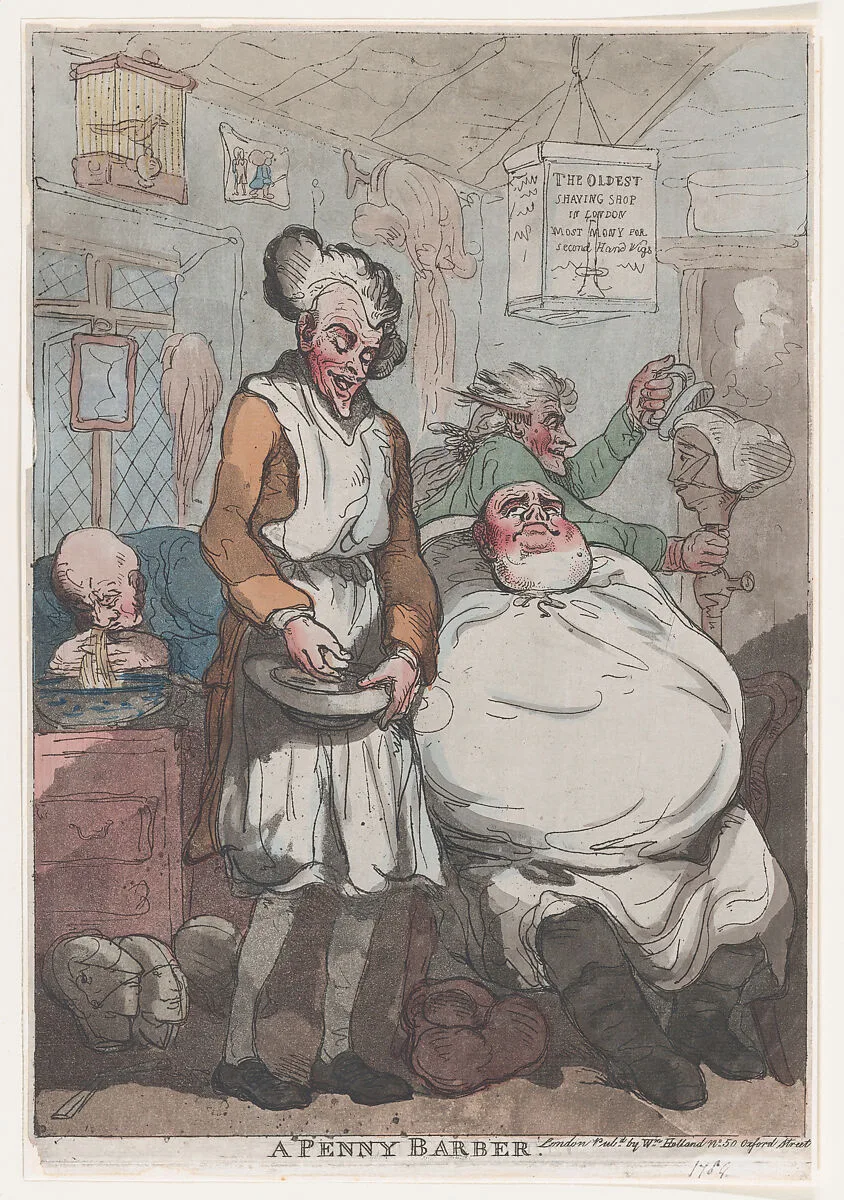 A Penny Barber — William Holland|Thomas Rowlandson