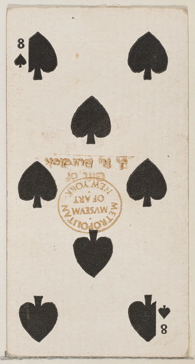 Eight Spades (black), from the Playing Cards series (N84) for Duke brand cigarettes — W. Duke, Sons & Co.
