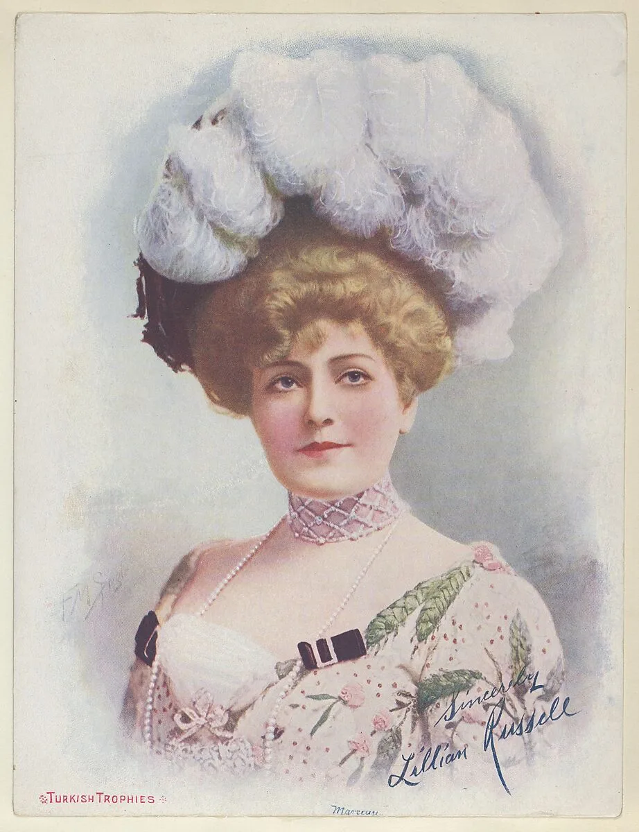Lillian Russell, from the Actresses series (T1), distributed by the American Tobacco Co. to promote Turkish Trophies Cigarettes — Frederick Moladore Spiegle|American Tobacco Company
