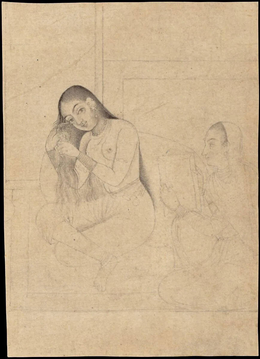 Lady at her Toilette with a Servant — Haydar Ahmad