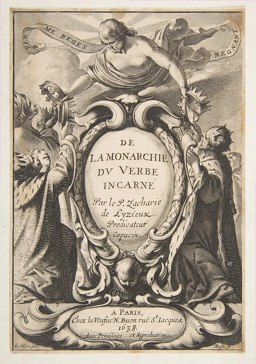 Title-page: De la Monarchie du Verbe incarné — Abraham Bosse|Laurent de La Hyre|La Veuve N. Buon, Paris