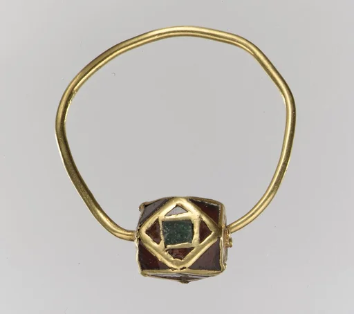 One of a Pair of Gold Cloisonné Earrings