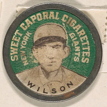 Wilson, New York Giants (green), from the Domino Discs series (PX7), issued by Kinney Brothers — Kinney Brothers Tobacco Company