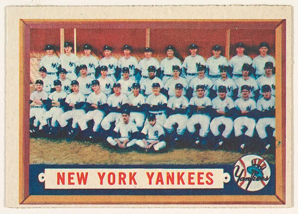 New York Yankees, from the "1957 Topps Regular Issue" series (R414-12), issued by Topps Chewing Gum Company. — Topps Chewing Gum Company