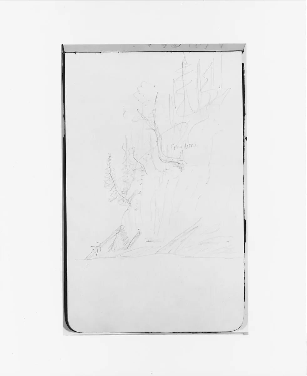 Cliffside with Trees (from Sketchbook) — Albert Bierstadt