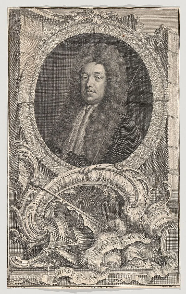 Sidney, Earl of Godolphin, Lord High Treasurer — Jacob Houbraken|Sir Godfrey Kneller|Thomas Birch|Sidney Godolphin, 1st Earl of Godolphin