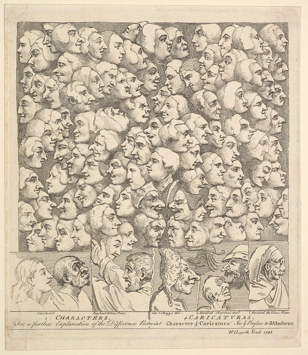 Characters and Caricaturas — Leonardo da Vinci|Annibale Carracci|Pier Leone Ghezzi|Raphael (Raffaello Sanzio or Santi)|William Hogarth