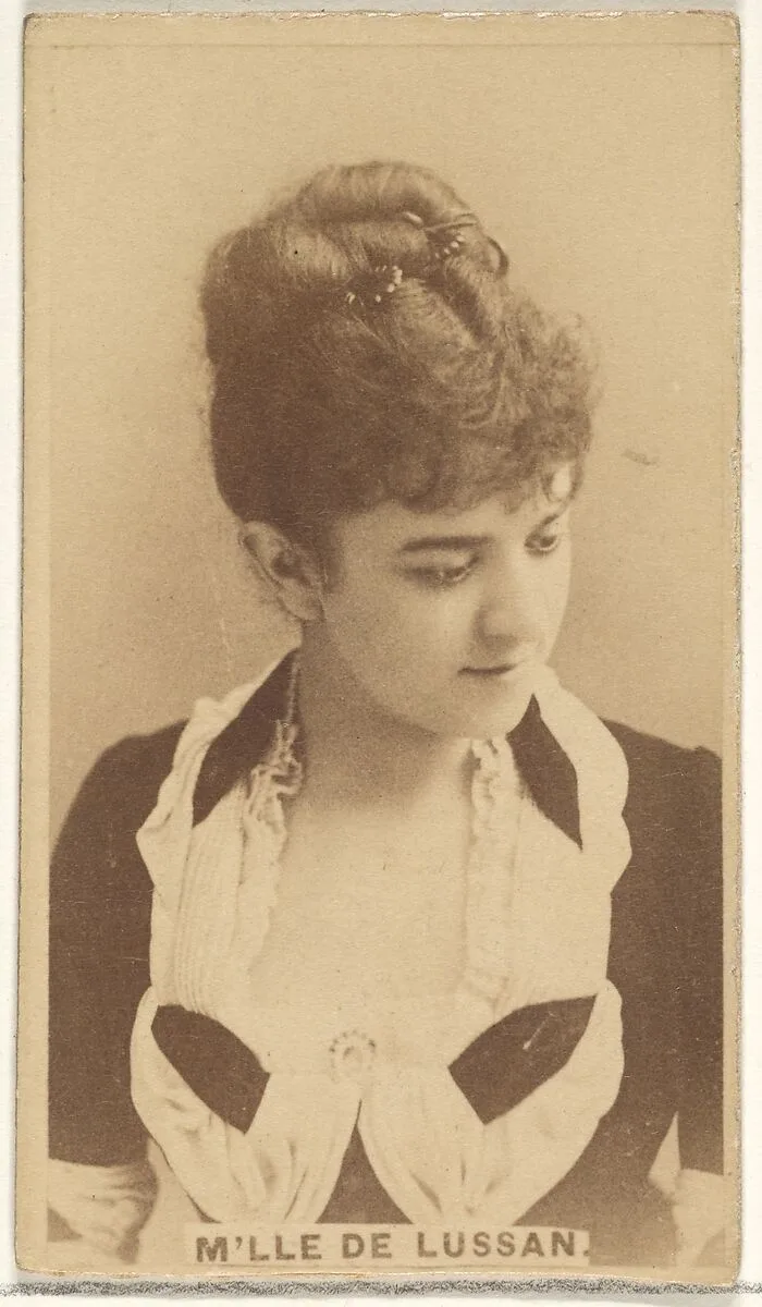 Mlle. de Lussan, from the Actors and Actresses series (N45, Type 1) for Virginia Brights Cigarettes — Allen & Ginter