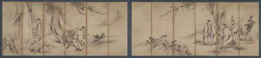 伝狩野山楽筆 仙人高士図屏風|Chinese Sages