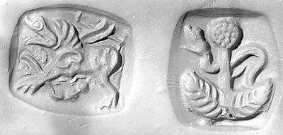 Double-sided stamp seal: snake behind tree; winged dragon