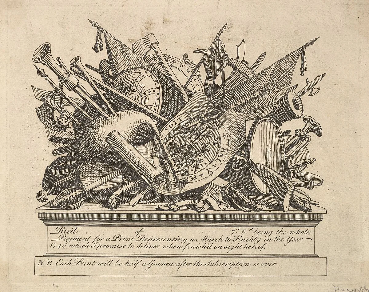 A Stand of Arms, Musical Instruments, etc. — William Hogarth