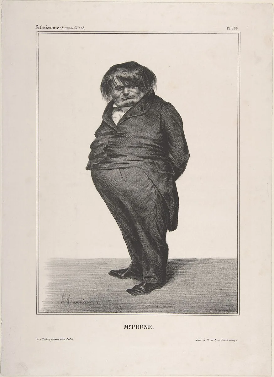 Clément-François-Victor-Gabriel Prunelle, published in La Caricature no. 138, June 27, 1833 — Honoré Daumier|Becquet|Aubert et Cie