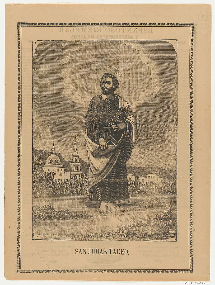 Broadsheet depicting Saint Judas Thaddeus — Antonio Vanegas Arroyo|Anonymous