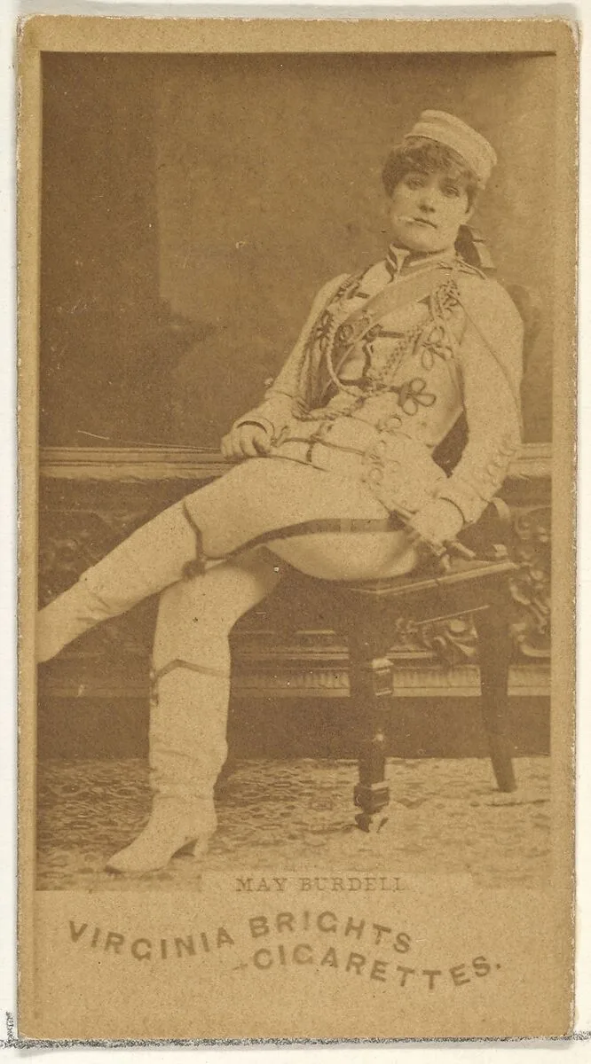 May Burdell, from the Actors and Actresses series (N45, Type 1) for Virginia Brights Cigarettes — Allen & Ginter