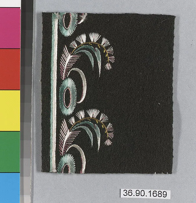 Embroidery sample for a man’s suit — Unknown