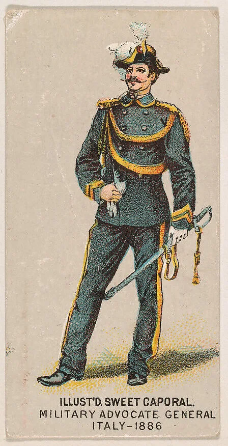 Military Advocate General, Italy, 1886, from the Military Series (N224) issued by Kinney Tobacco Company to promote Sweet Caporal Cigarettes — Kinney Brothers Tobacco Company