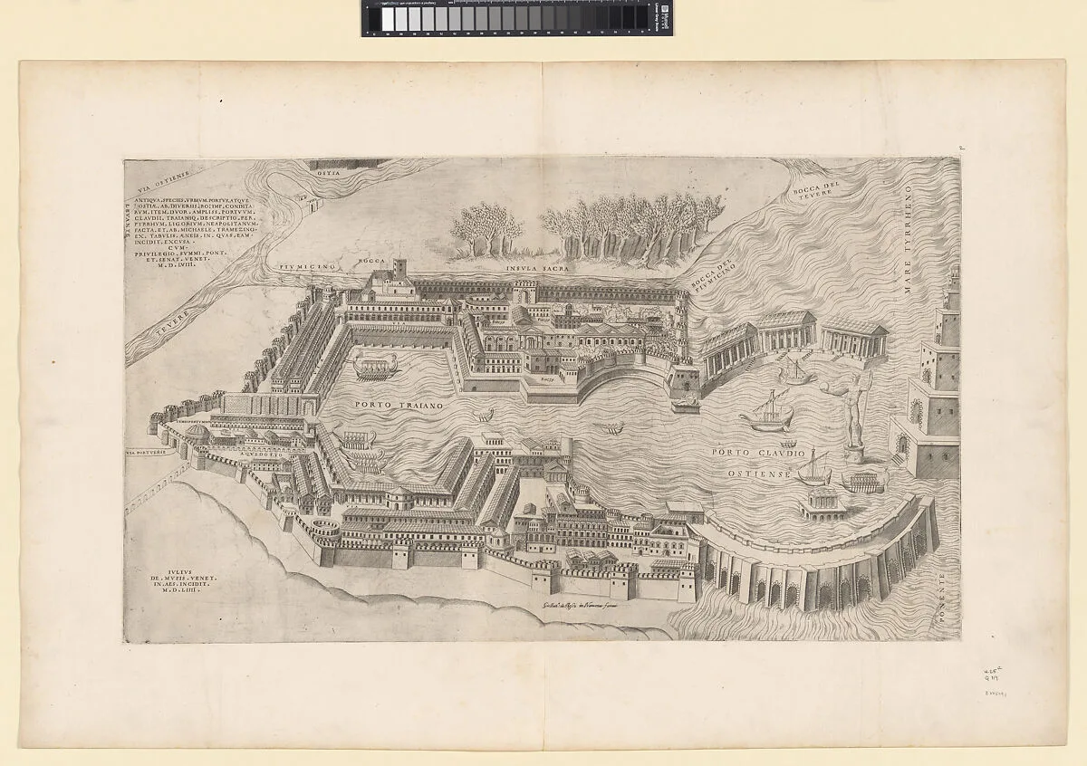 Speculum Romanae Magnificentiae: Birdseye View of the Port of Rome — Giulio de Musi|Pirro Ligorio|Michele Tramezzino|Giovanni Battista de Rossi