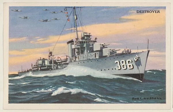 Destroyer, bakery card from the National Defense series (D59), issued by Bell Bakeries, Inc. — Bell Bakeries, Inc.