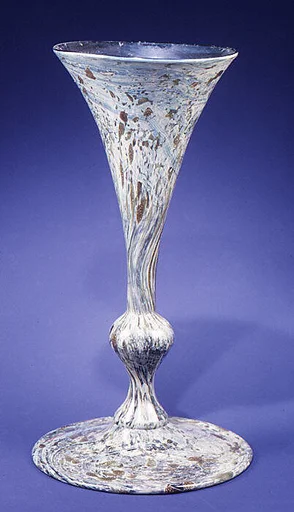 Blue and golden-toned aventurine glass vase
