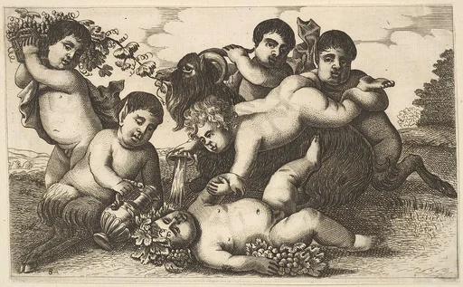 Four boys, two satyrs, and a goat (copy in reverse)