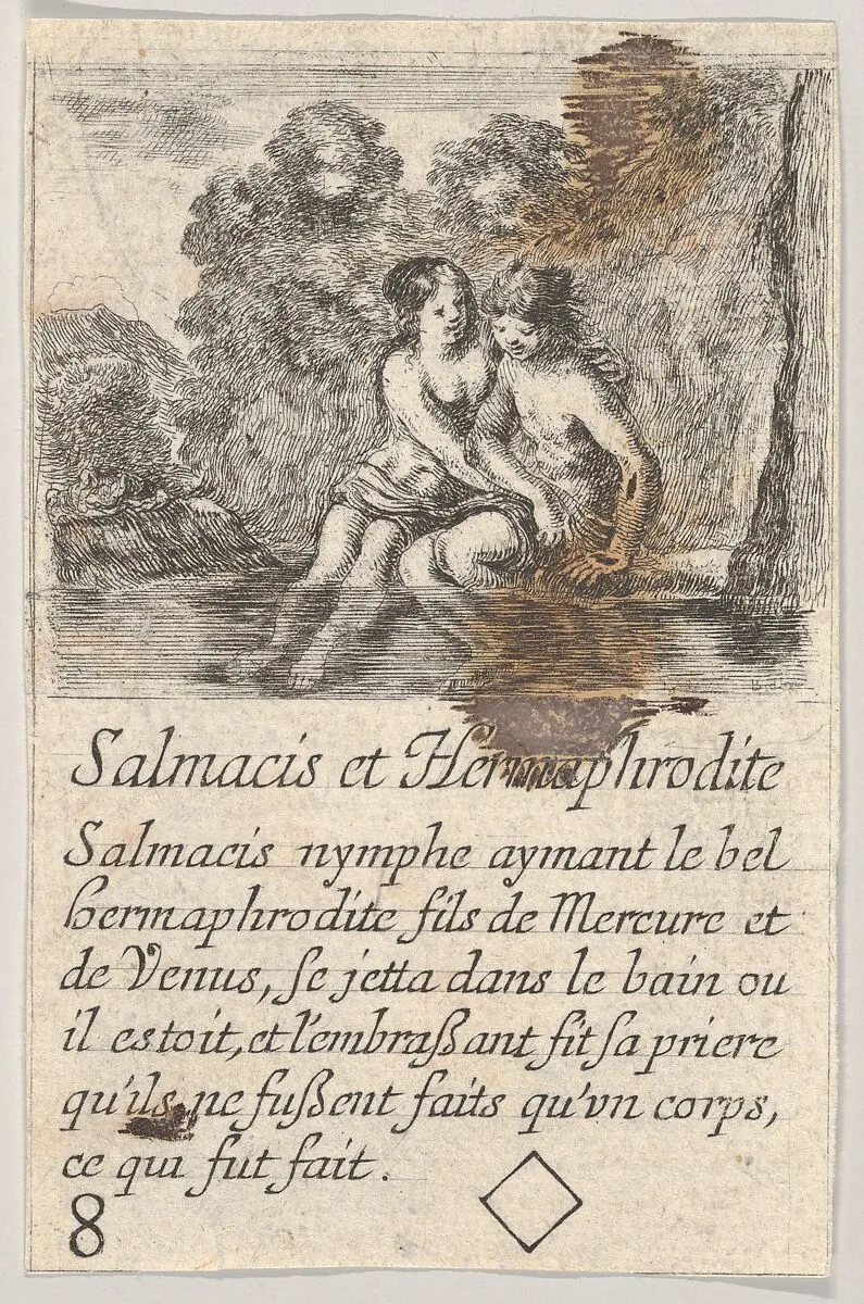 Salmacis and Hermaphrodite, from 'Game of Mythology' (Jeu de la Mythologie) — Stefano della Bella