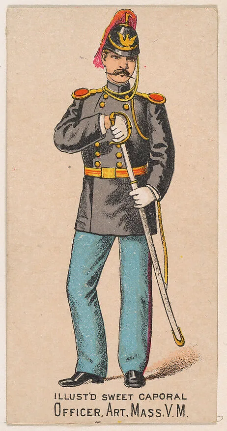 Officer, Artillery, Massachusetts, V.M., from the Military Series (N224) issued by Kinney Tobacco Company to promote Sweet Caporal Cigarettes — Kinney Brothers Tobacco Company