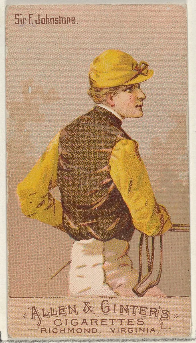 Sir F. Johnstone, from the Racing Colors of the World series (N22b) for Allen & Ginter Cigarettes — Allen & Ginter