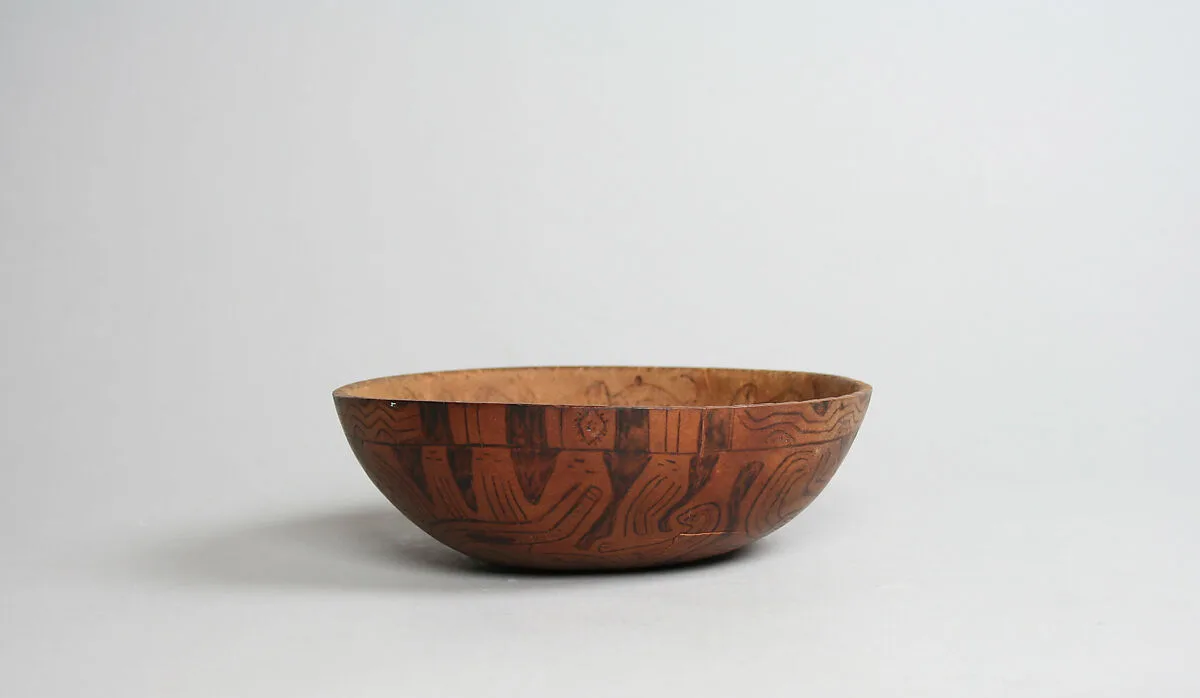 Incised and Pyroengraved Bowl with Monkeys — Unknown